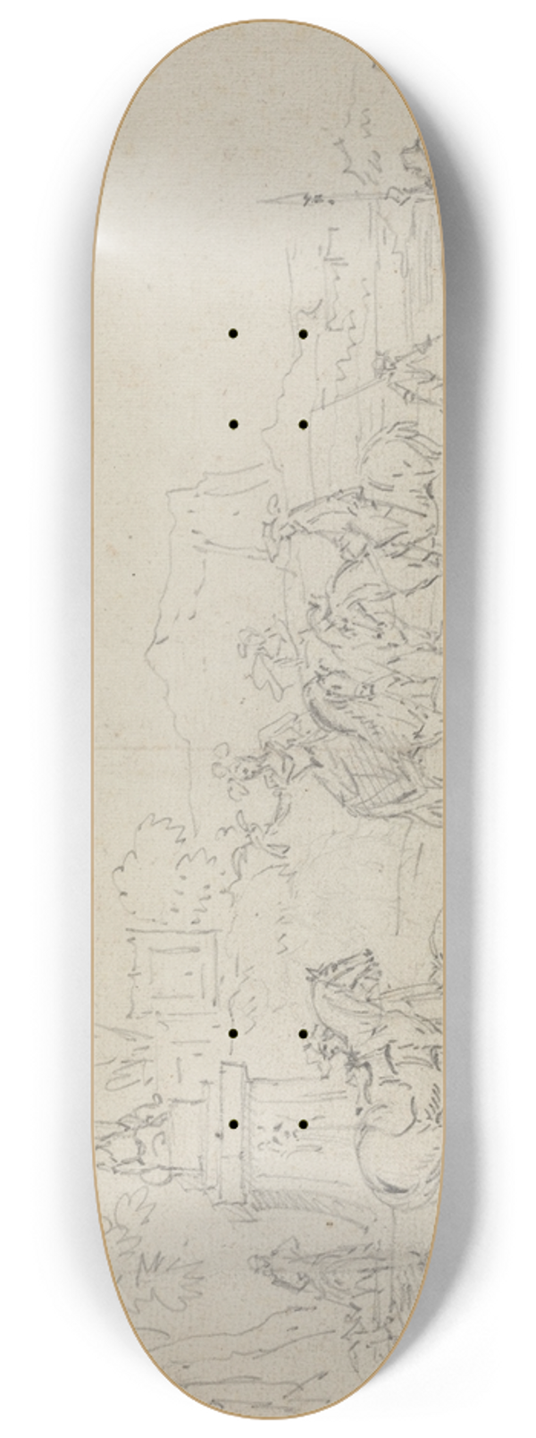 Pieter Bout - An Elegant Hunting Party Resting by a Fountain 8.25 inch art skate deck
