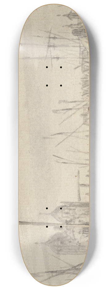 Pieter Coopse - Winterlandschaft, vier Mnner hauen das Eis auf 8.25 inch art skate deck