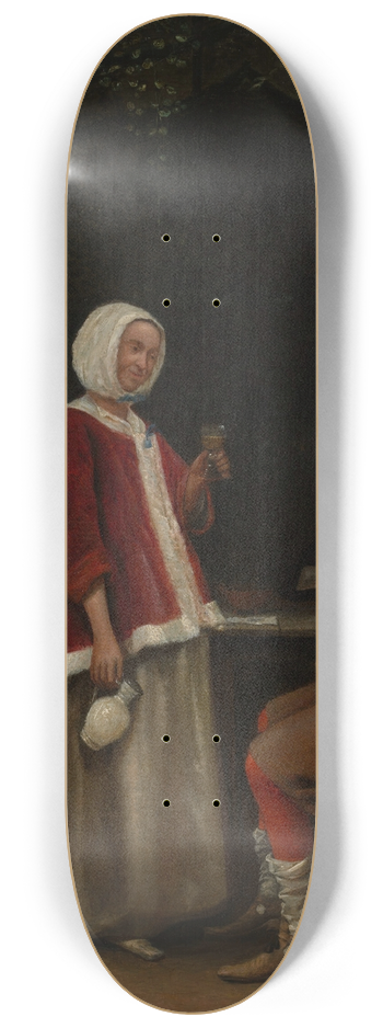 Pieter De Hooch - A Woman and Two Men in an Arbor 8.25 inch art skate deck