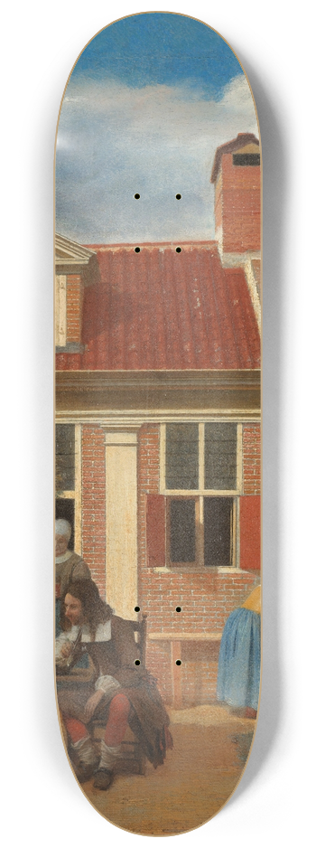 Pieter De Hooch - Figures in a Courtyard behind a House 8.25 inch art skate deck