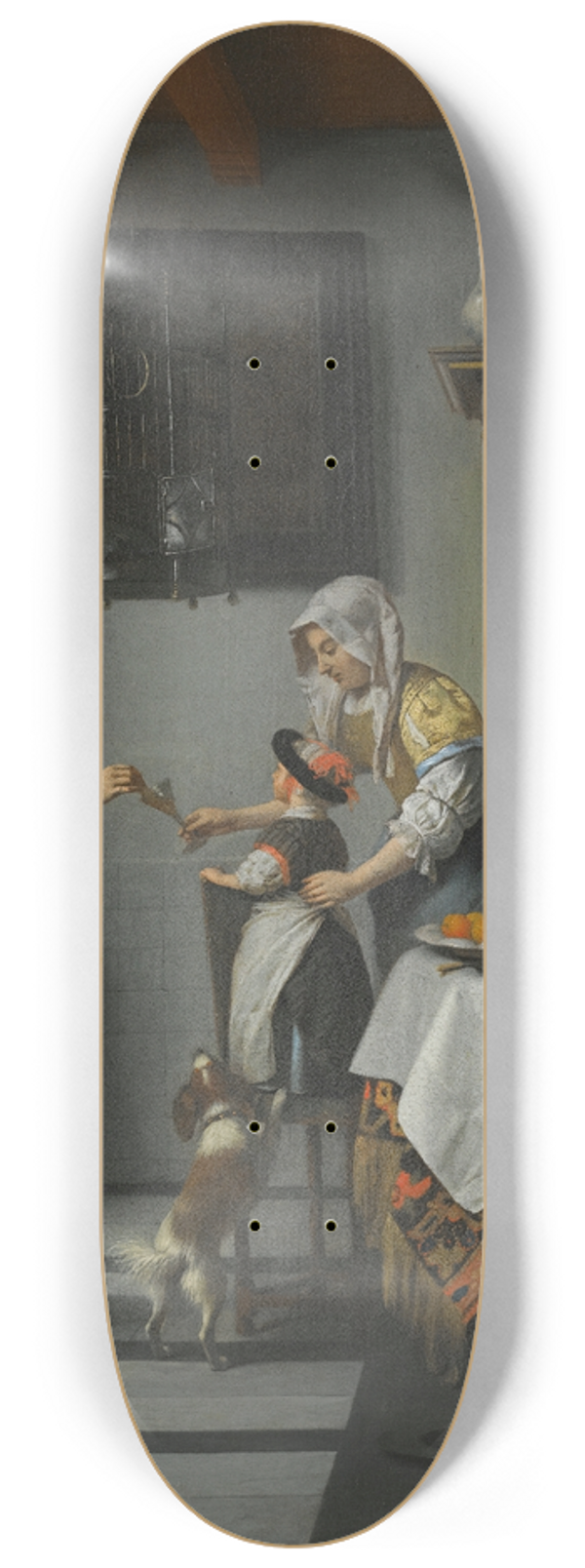 Pieter De Hooch - Interior With A Child Feeding A Parrot 8.25 inch art skate deck
