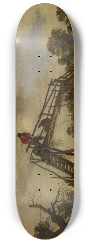 Pieter de Molijn - Landscape with bridge 8.25 inch art skate deck