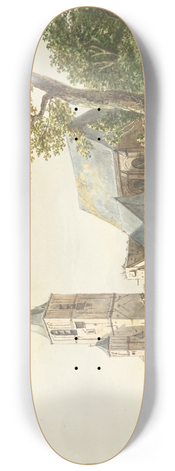 Pieter Gerardus van Os - De kerk te Warmond 8.25 inch art skate deck
