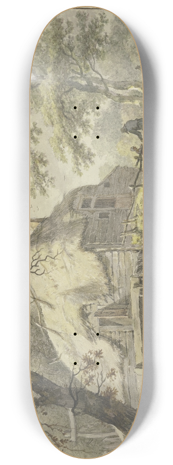 Pieter Pietersz. Barbiers - Mill in the forest 8.25 inch art skate deck
