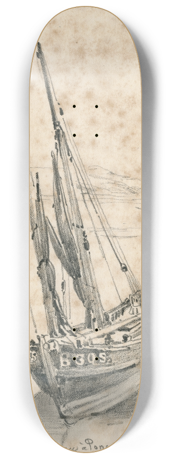 Pieter van Loon - Een zeilboot op het strand bij Boulogne 8.25 inch art skate deck