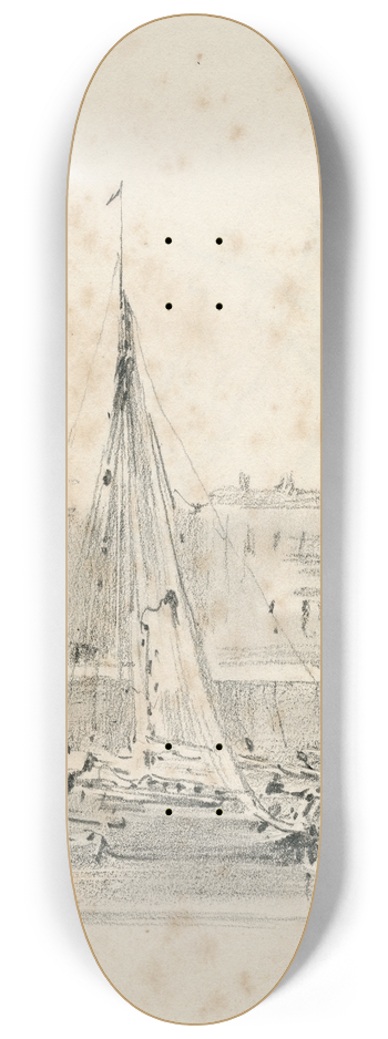 Pieter van Loon - Een zeilboot op het strand bij Dover 8.25 inch art skate deck