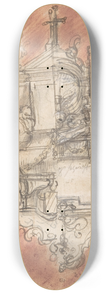 Pieter Verbruggen the Younger - Design for a sepulchral monument 8.25 inch art skate deck