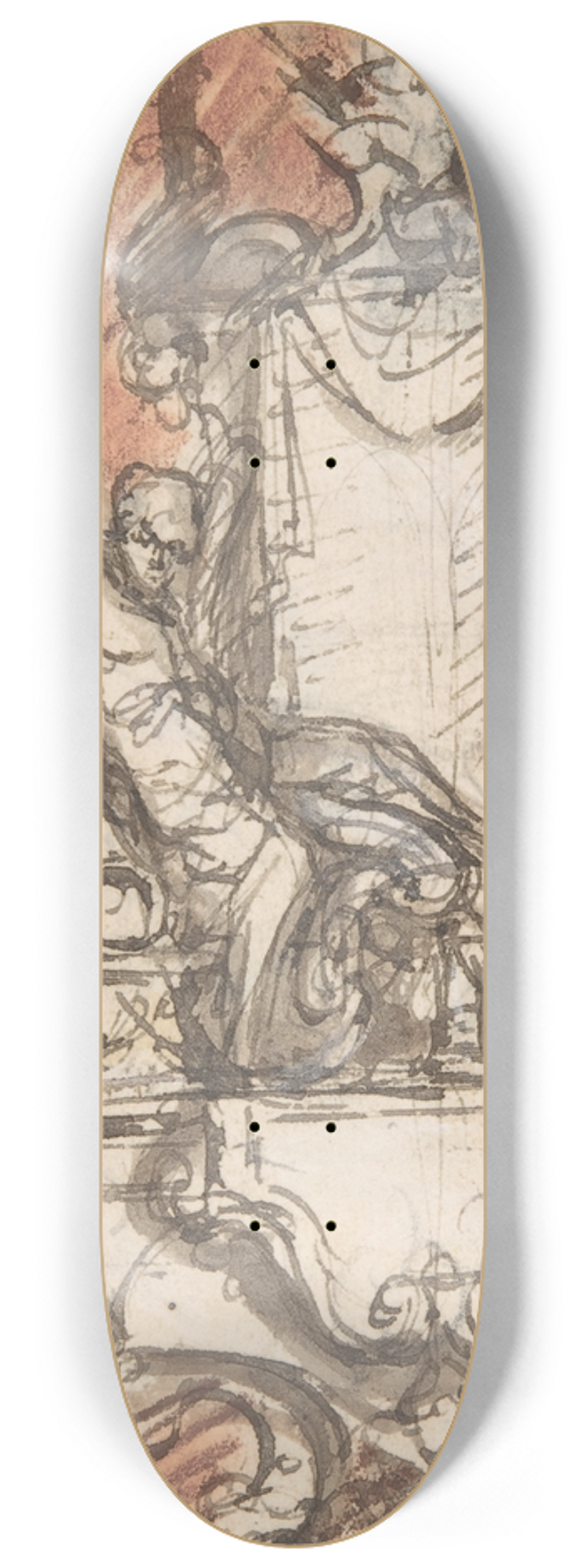 Pieter Verbruggen the Younger - Design for a sepulchral monument with a portrait bust 8.25 inch art skate deck