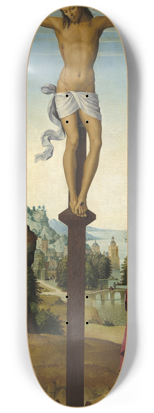 Pietro Perugino - The Crucifixion with the Virgin,Saint John,Saint Jerome and Saint Mary Magdalene 8.25 inch art skate deck