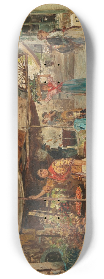 Pietro Scoppetta - A Market Scene in Naples 8.25 inch art skate deck