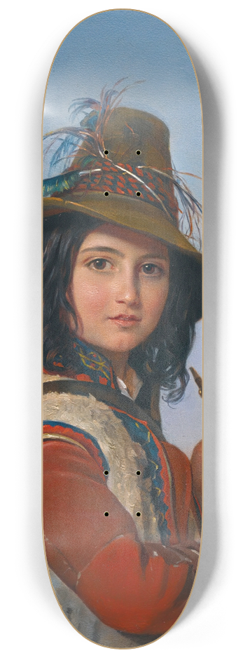 Pimen Nikitich Orloff - Portrait Of An Italian Shepherd Boy With A Flute 8.25 inch art skate deck