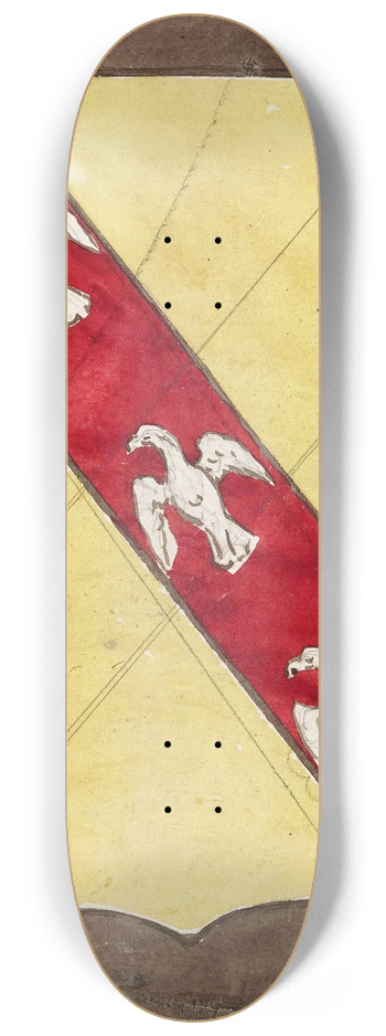 Prosper Lafaye - Etude pour un vitrail  motif hraldique ; cusson III 8.25 inch art skate deck