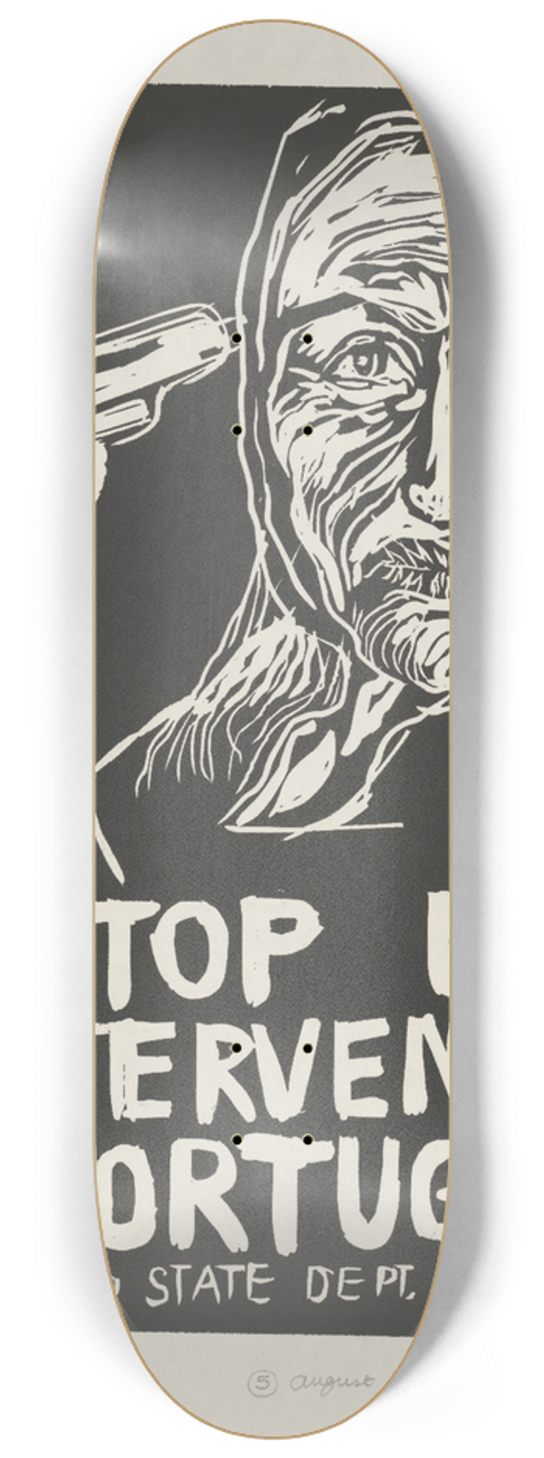 Rachael Romero - Stop US intervention in Portugal 8.25 inch art skate deck