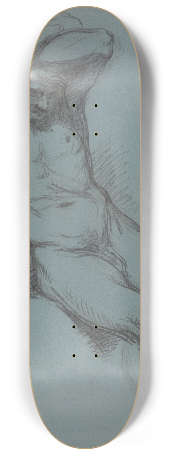 Raphael Lamar West - A Seated Male Nude with His Hands Crossed over His Head 8.25 inch art skate deck