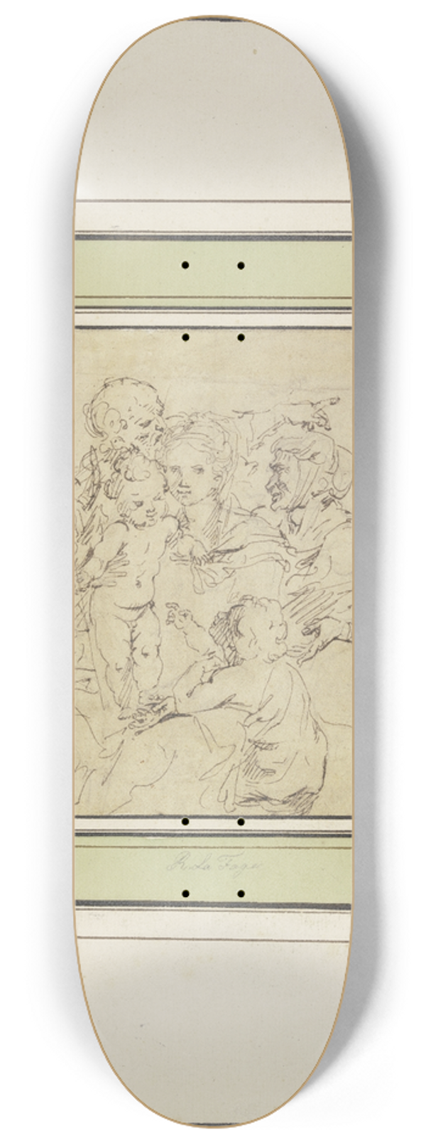 Raymond Lafage - Die Heilige Familie mit der Heiligen Elisabeth und dem Johannesknaben, bei der Vorbereitung der Flucht nach gypten 8.25 inch art skate deck