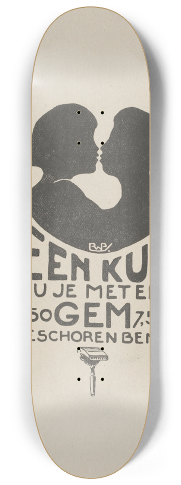 Reinier Willem Petrus de Vries - Advertentie voor GEM safety razor 8.25 inch art skate deck
