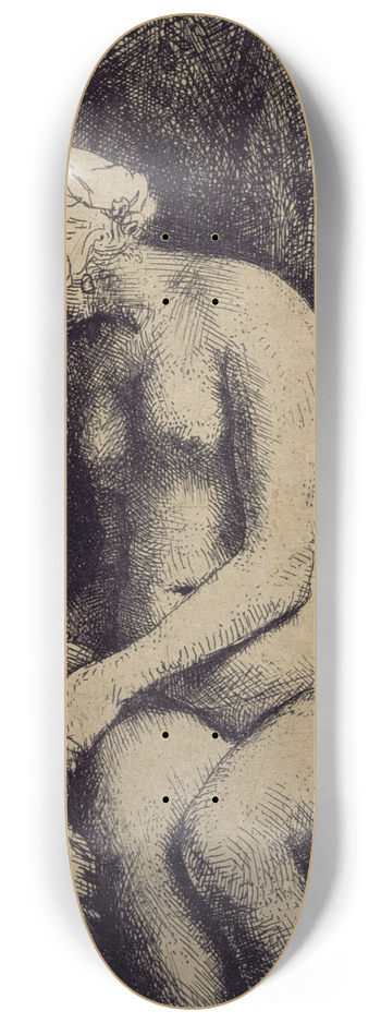 Rembrandt van Rijn - A Woman Bathing Her Feet at a Brook 8.25 inch art skate deck