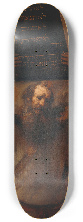 Rembrandt van Rijn - Moses Smashing the Tablets of the Law 8.25 inch art skate deck