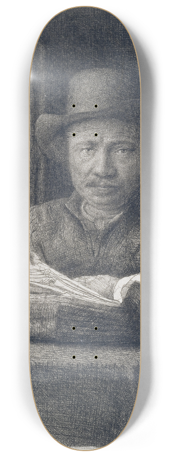 Rembrandt van Rijn - Self-Portrait etching at a window 8.25 inch art skate deck