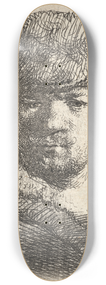 Rembrandt van Rijn - Self-Portrait in a heavy Fur Cap: Bust 8.25 inch art skate deck
