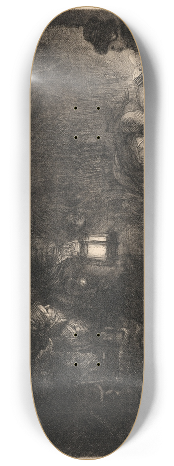 Rembrandt van Rijn - The Adoration of the Shepherds: A Night Piece 8.25 inch art skate deck