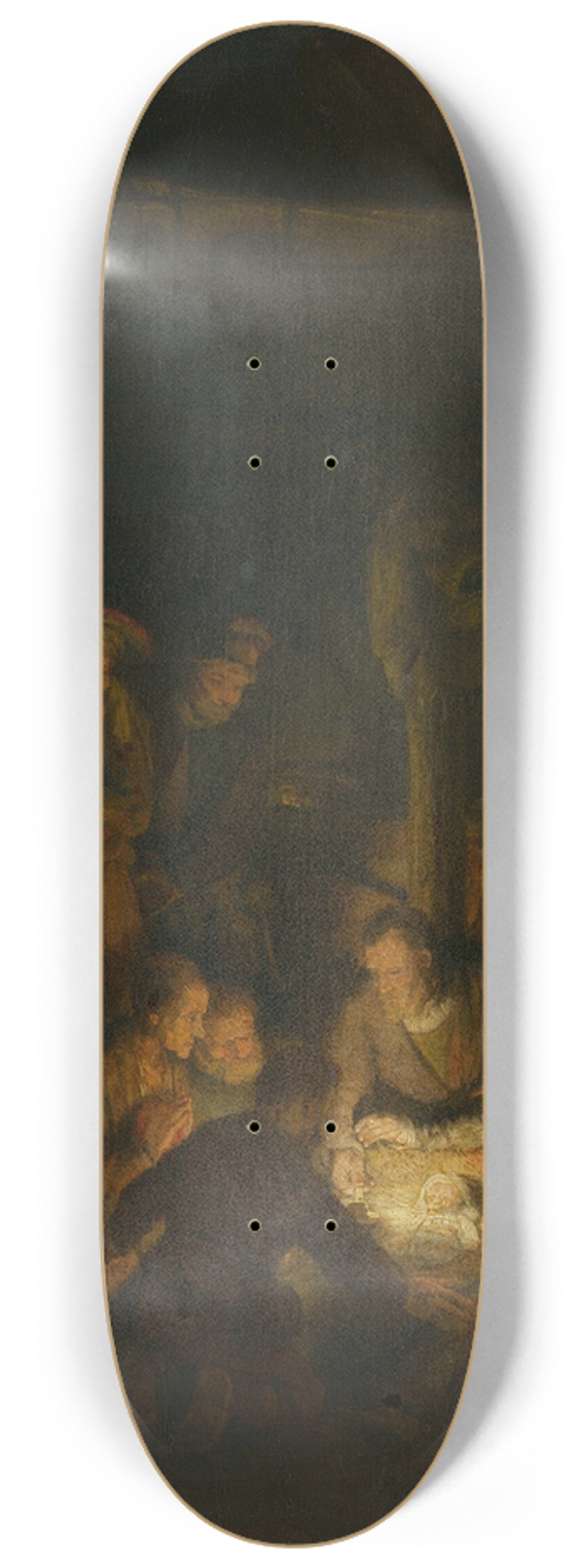 Rembrandt van Rijn - The Adoration of the Shepherds 8.25 inch art skate deck