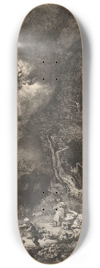Rembrandt van Rijn - The Angel appearing to the Shepherds 8.25 inch art skate deck