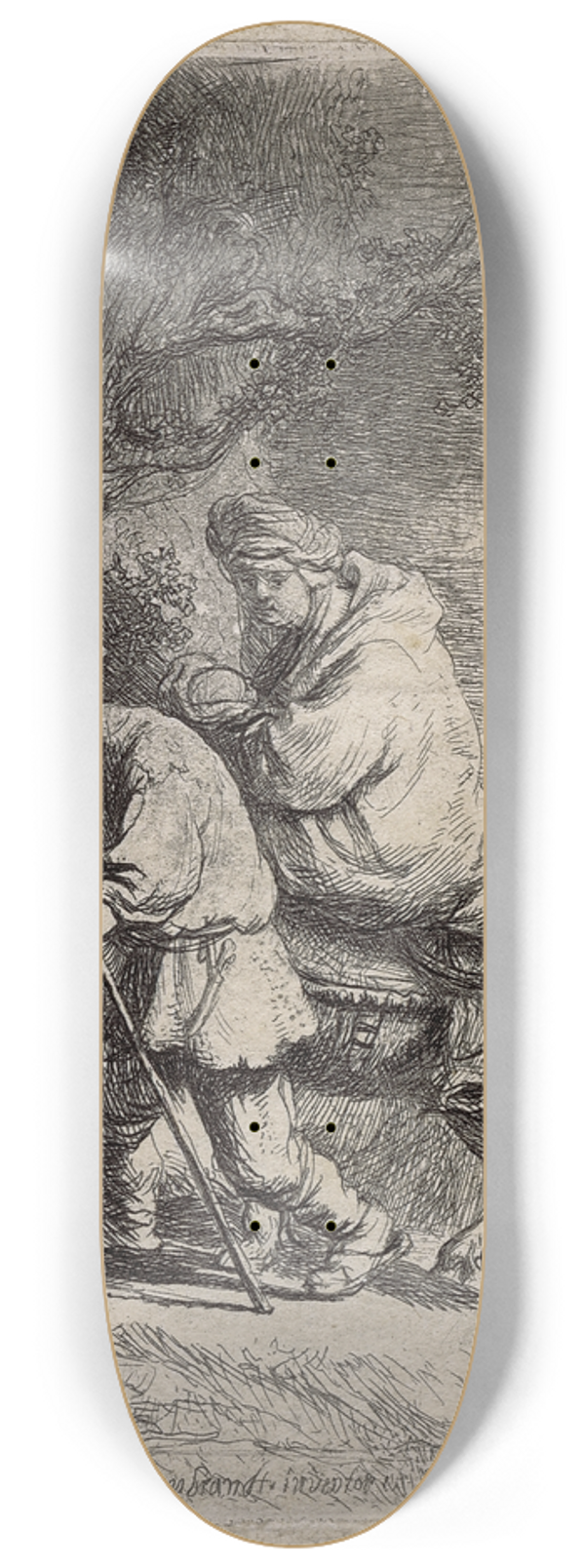 Rembrandt van Rijn - The Flight into Egypt 8.25 inch art skate deck