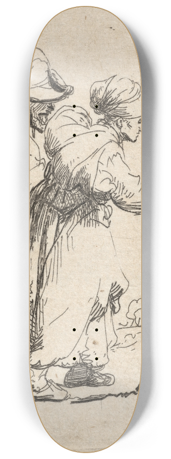 Rembrandt van Rijn - Two Tramps, a Man and a Woman 8.25 inch art skate deck