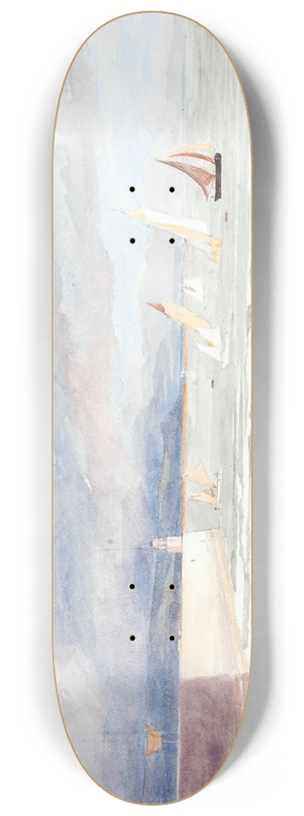Rev. James Bulwer - Shore Scene with Sailboats 8.25 inch art skate deck