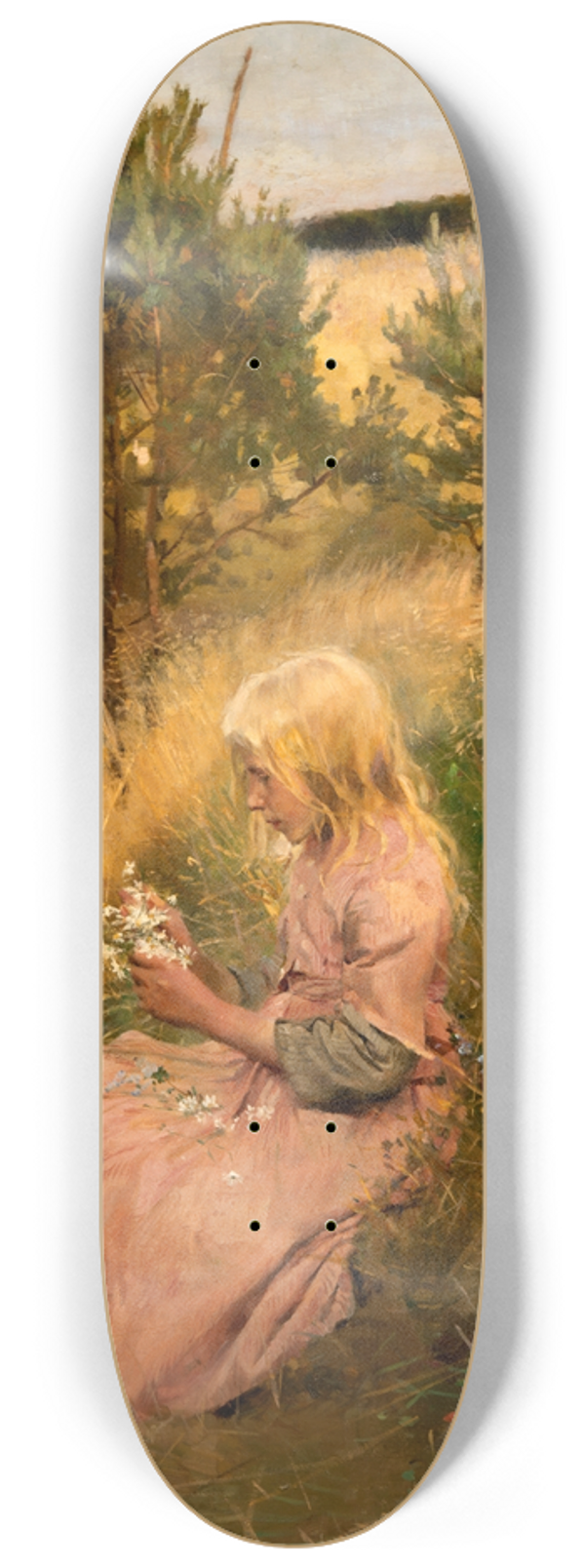 Richard Bergh - Girl Picking Flowers 8.25 inch art skate deck