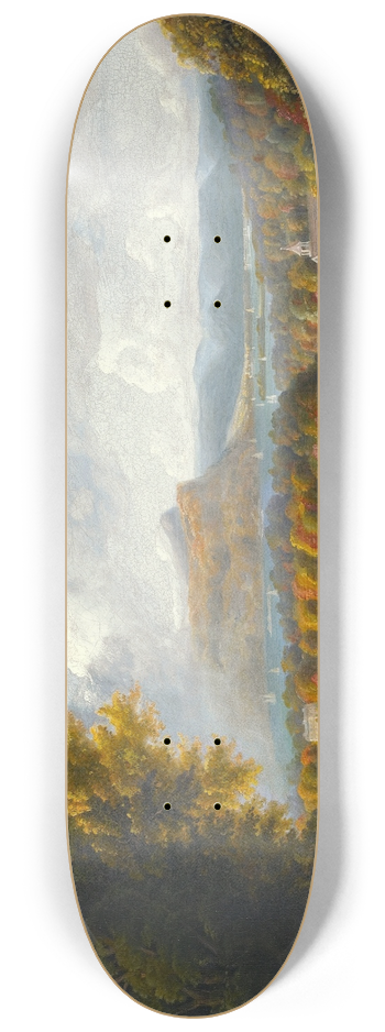 Robert Havell Jr. - View of the Hudson River from Tarrytown, Old Dutch Church, Beekman Manor House 8.25 inch art skate deck