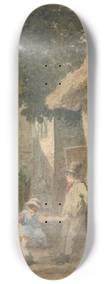 Robert Hills - Children With a Dog in Farmyard 8.25 inch art skate deck