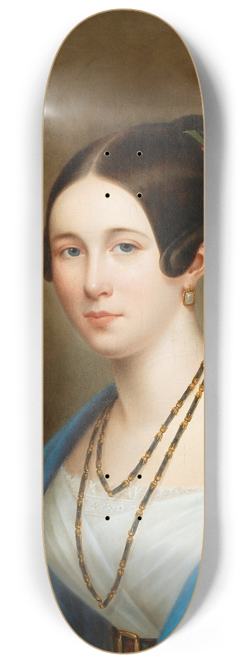 Adolf Senff - Portrait of a lady with hibiscus flowers in her hair 8.25 inch art skate deck