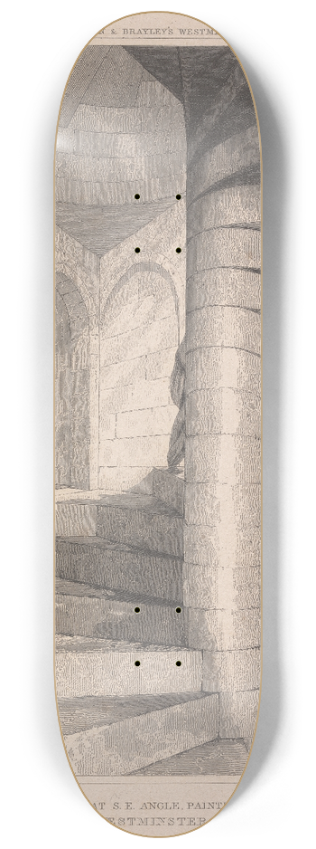 Robert William Billings - Staircase at Southeast Angle, Painted Chamber, Westminster 8.25 inch art skate deck