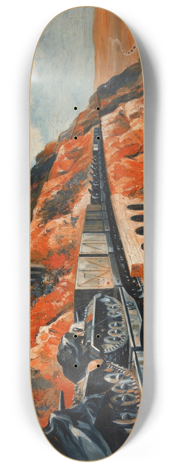 Roland Davies - Mountain railway transporting tanks 8.25 inch art skate deck
