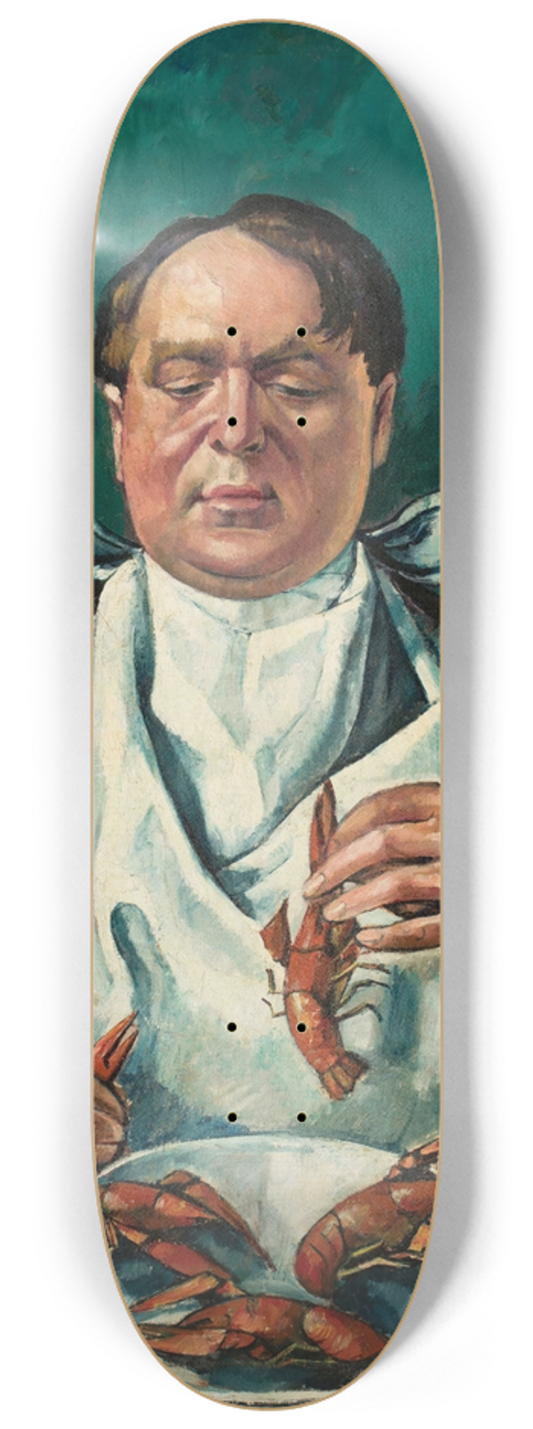 Roman Kramsztyk - Man eating crayfish (Portrait of Karol Szuster) 8.25 inch art skate deck