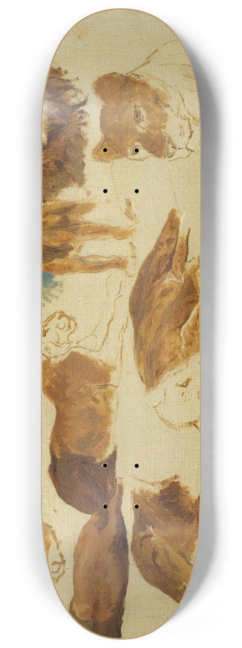 Rosa Bonheur - A sketch of lions and lionesses 8.25 inch art skate deck