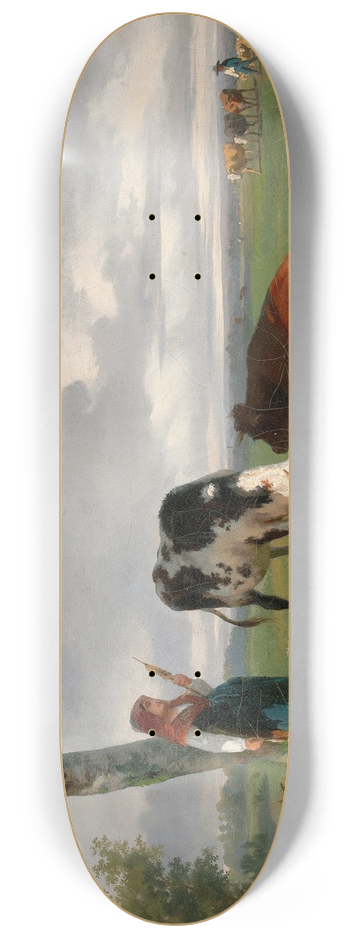 Rosa Bonheur - Shepherdess and Two Cows in a Meadow 8.25 inch art skate deck