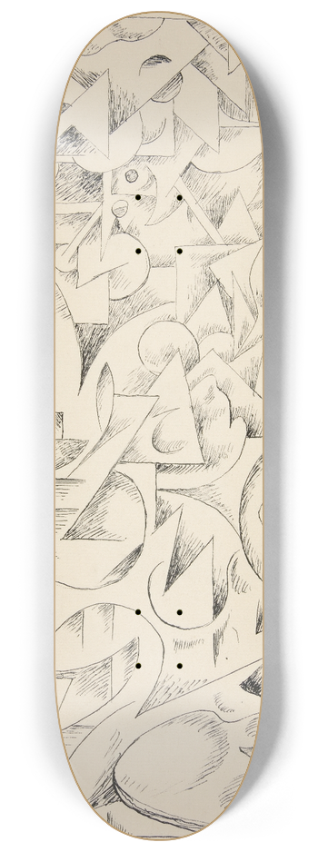 Rudolf Bauer - Untitled (AbstractForms) 8.25 inch art skate deck