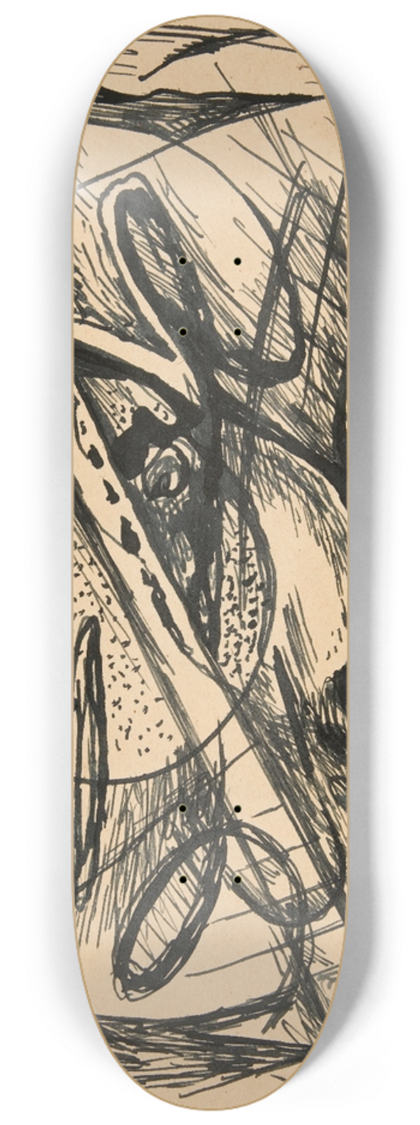 Rudolf Bauer - Untitled (AbstractForms) 8.25 inch art skate deck