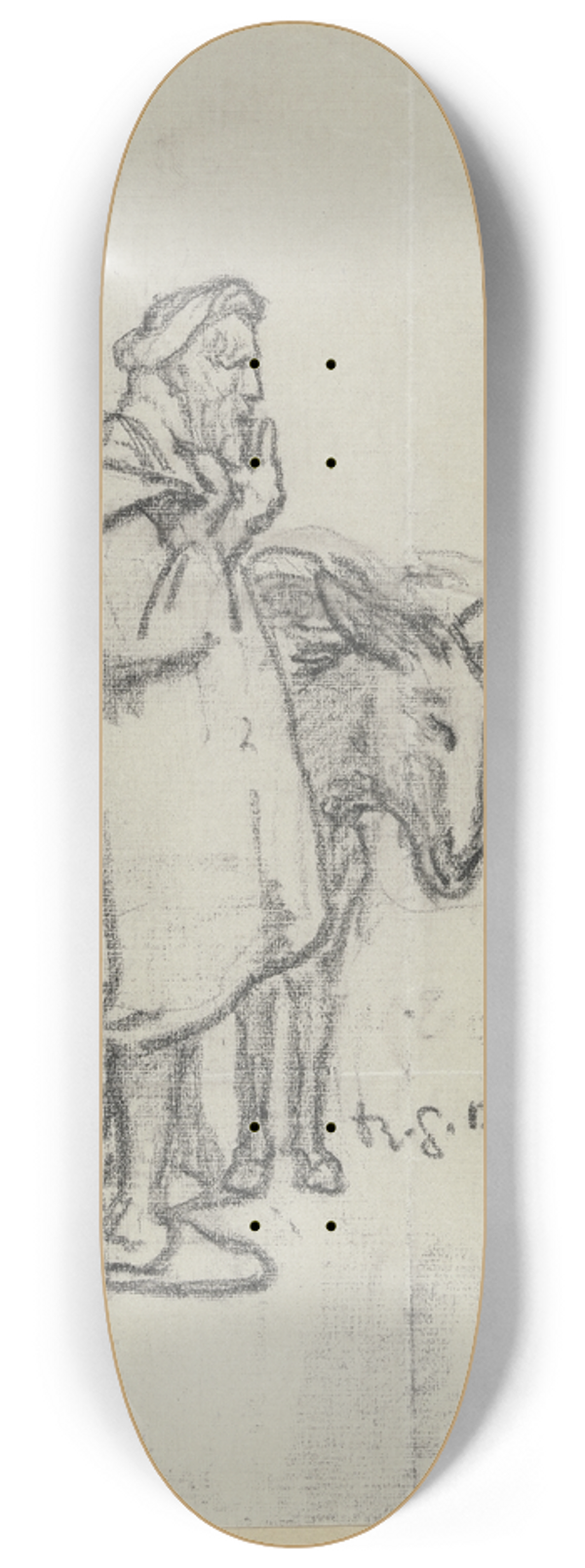 Rudolf Gudden - A man with a donkey 8.25 inch art skate deck