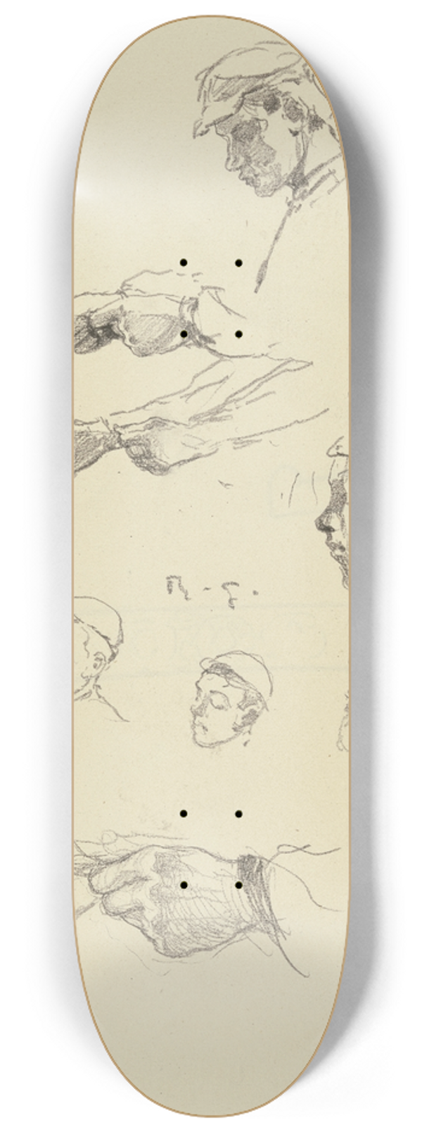 Rudolf Gudden - Kopf und Hnde eines Arbeiters aus der Groen Spinnerei von Edam 8.25 inch art skate deck