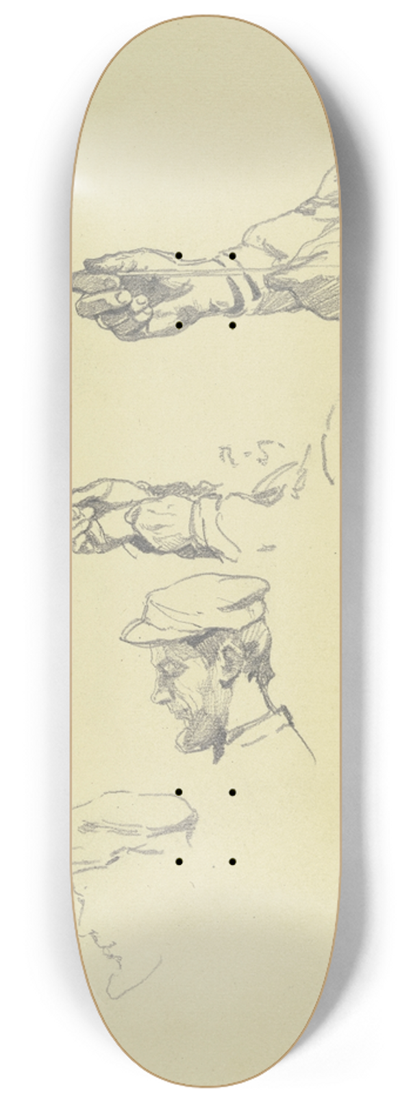 Rudolf Gudden - Kopf und Hnde eines Arbeiters aus der Groen Spinnerei von Edam 8.25 inch art skate deck