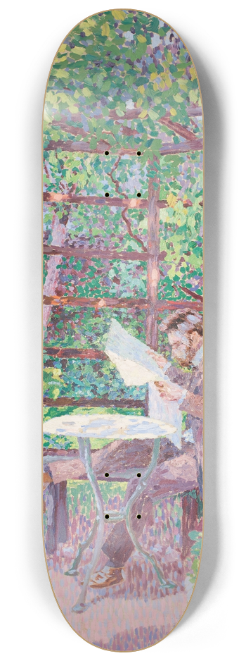 Rudolf Junk - Lesender Mann in einer Laube 8.25 inch art skate deck