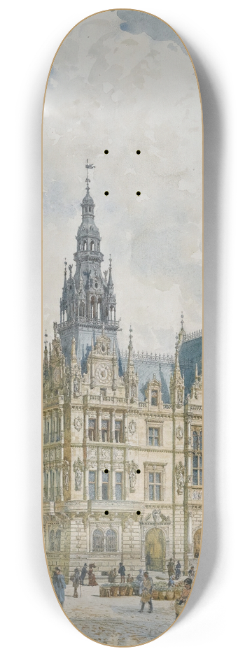 Rudolf von Alt - Rathausgebude Im Renaissancestil (Renaissance Style Town Hall) 8.25 inch art skate deck
