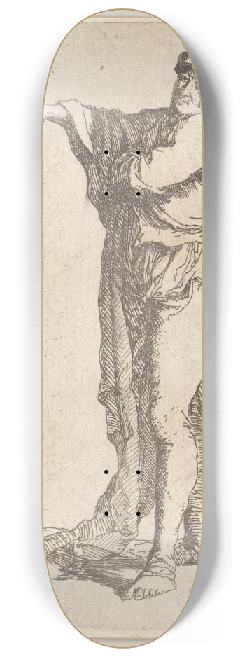 Salvator Rosa - Man, Standing, His Arm Pointing Horizontally 8.25 inch art skate deck