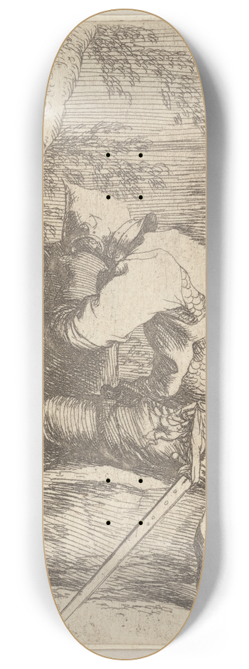 Salvator Rosa - Seated Soldier Leaning on His Shield 8.25 inch art skate deck