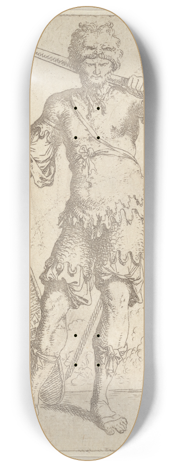 Salvator Rosa - Soldier, En Face, Shouldering a Pike and Holding a Shield 8.25 inch art skate deck