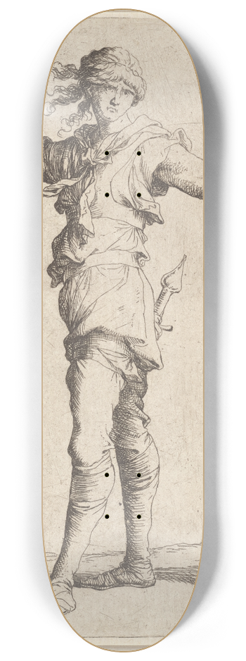 Salvator Rosa - Soldier Holding a Cane and His Shield, Facing Left 8.25 inch art skate deck